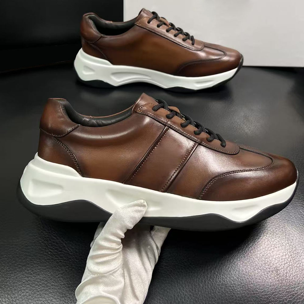 Leather Shoe Polish - Sepatu Sneakers Kulit Pria Vintage Coklat