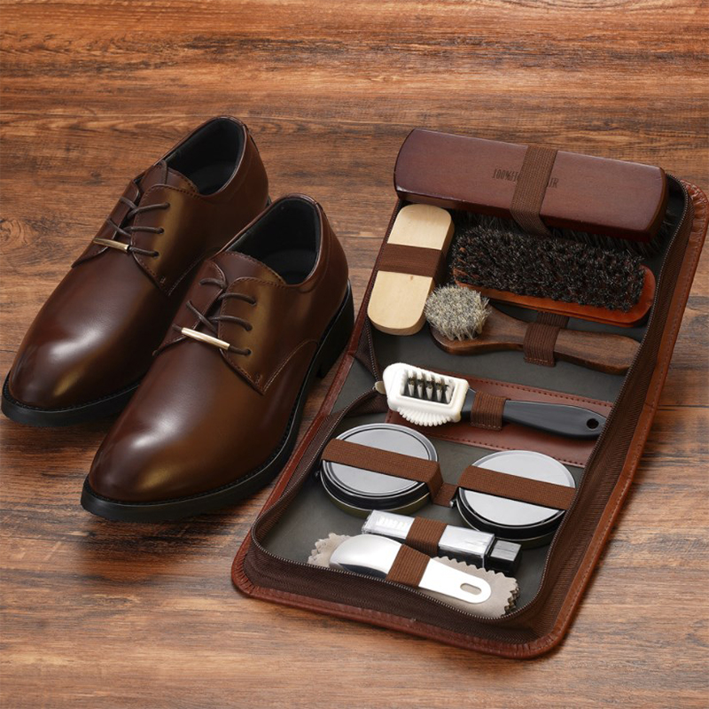 Leather Shoe Polish - Sikat sepatu HorseHair, Set alat pembersih